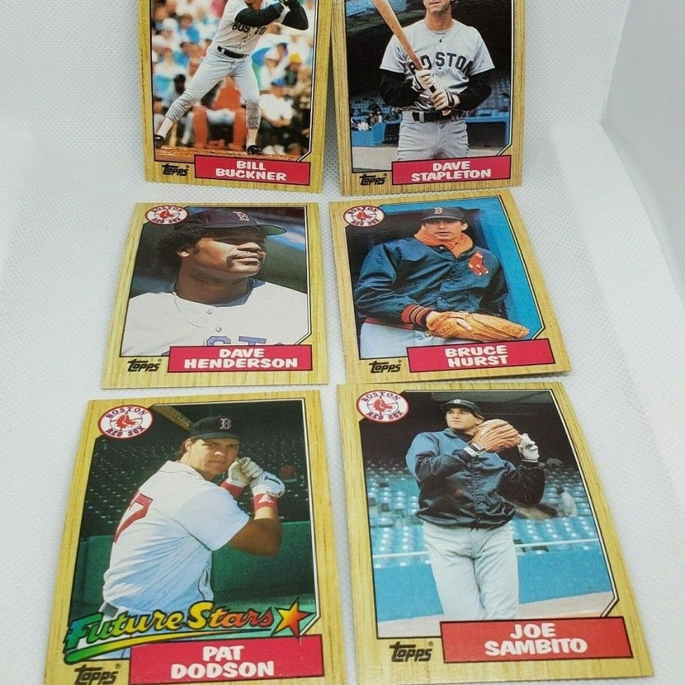 6 Vintage 1987 Boston Red Sox Topps Baseball Cards